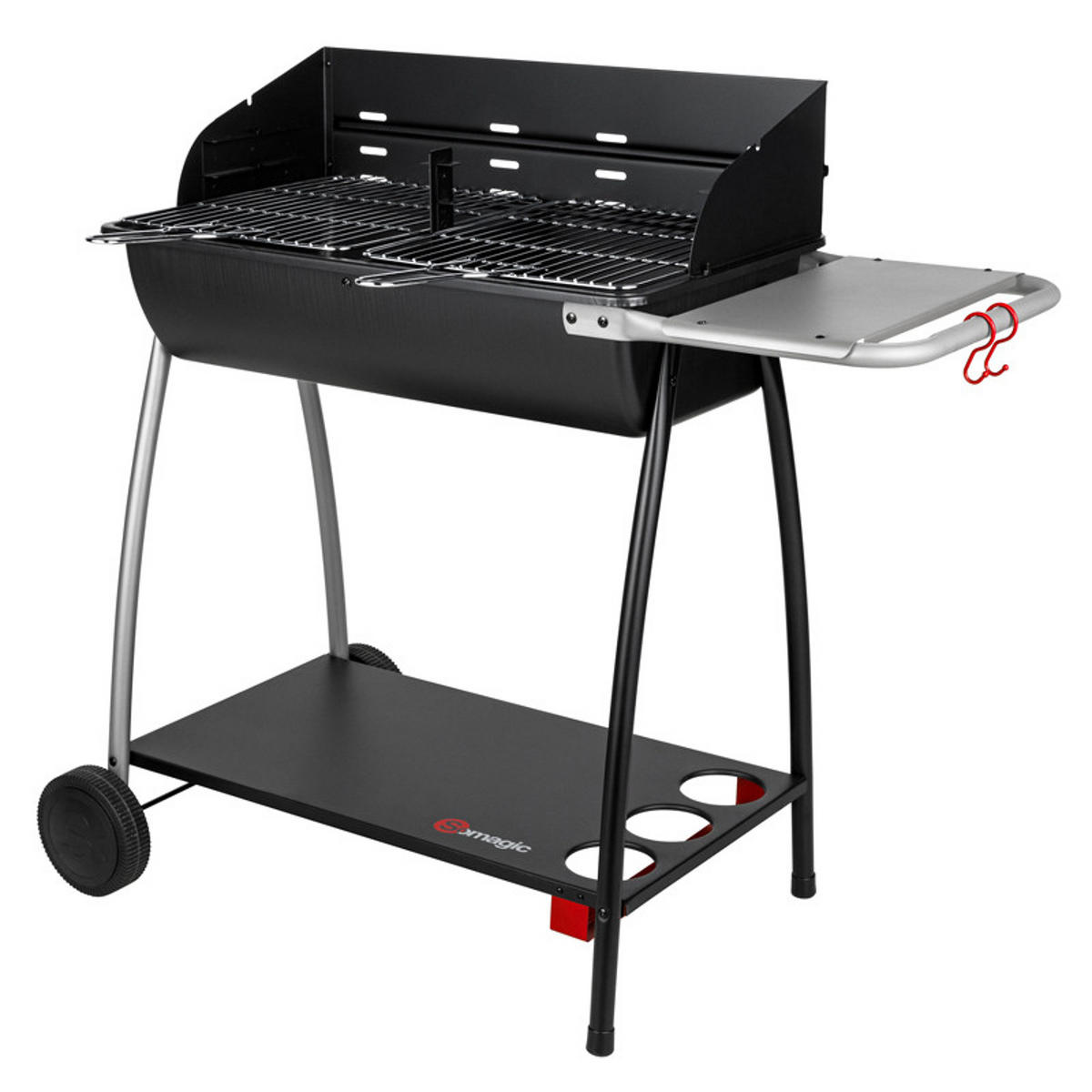 HOLZKOHLEGRILL Schwarz - Schwarz, Metall (52.5/94/104.5cm) - Somagic