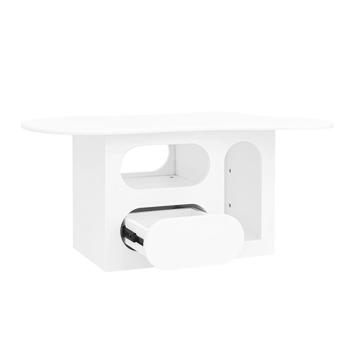KLUBSKA miza iz iverne plošče, 97/45/43,5 cm bela, s predali in odprtimi predelki - bela, leseni material (97/45/43.5cm) - BEAOK