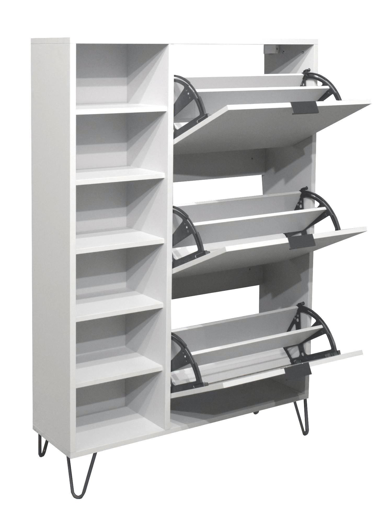 SCHUHSCHRANK Erna 95x25x141 Kreidegrau matt Lack - Hellgrau, Holzwerkstoff (95/141/25cm) - 58aufmkessel