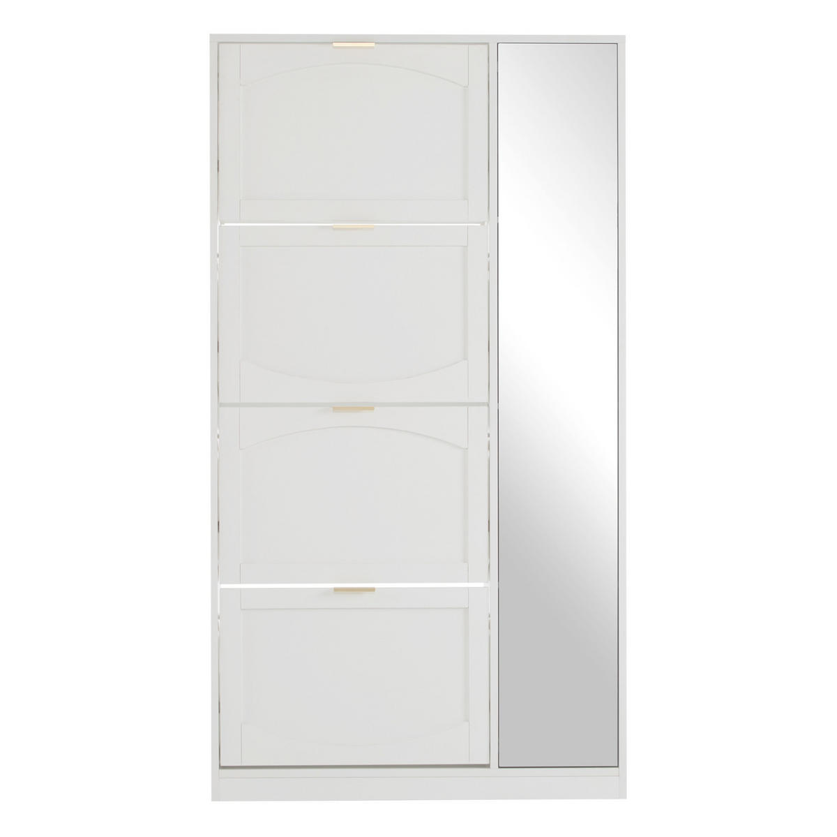 SCHUHSCHRANK aus Spanplatte 80x24x147cm in Weiß mit Spiegeltüren - Weiß, Holzwerkstoff (80/147/24cm) - Modfu