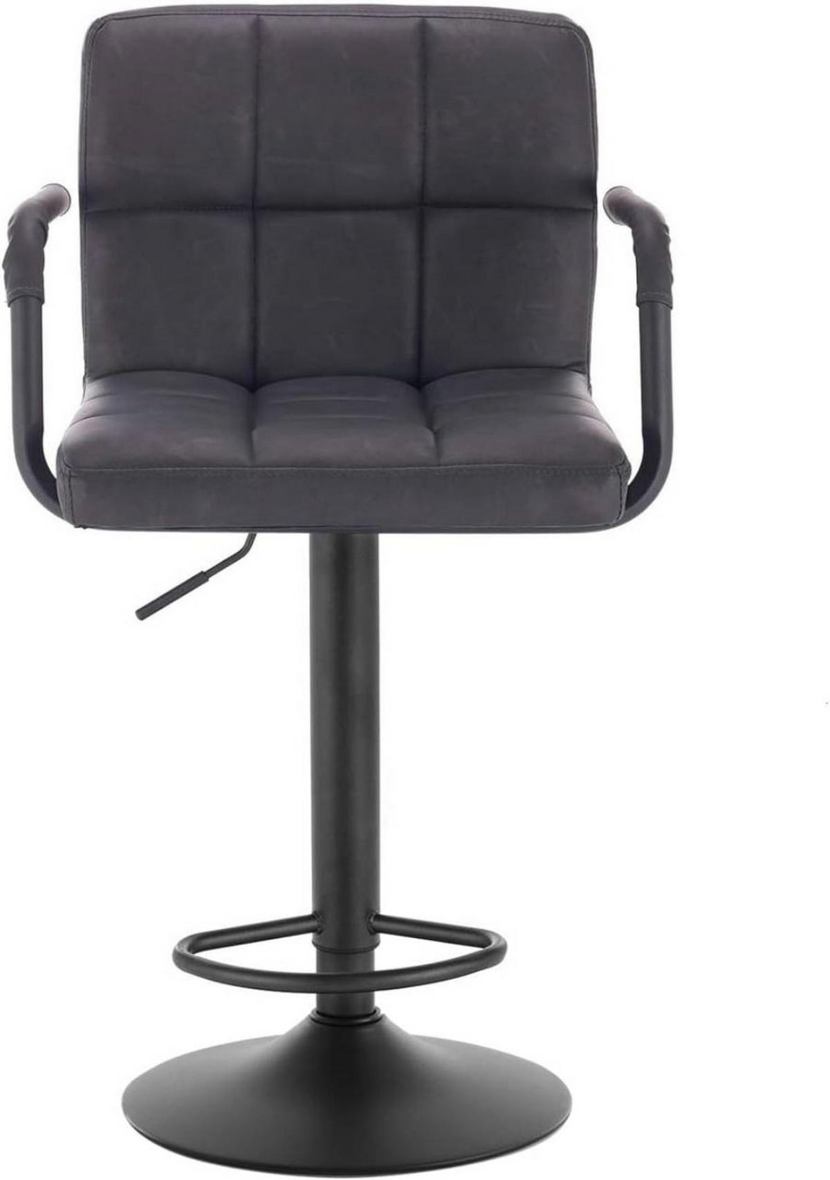 BARHOCKER drehbar, Antiklederoptik, Anthrazit - Anthrazit/Schwarz, Textil/Metall (51/90/37cm) - Woltu