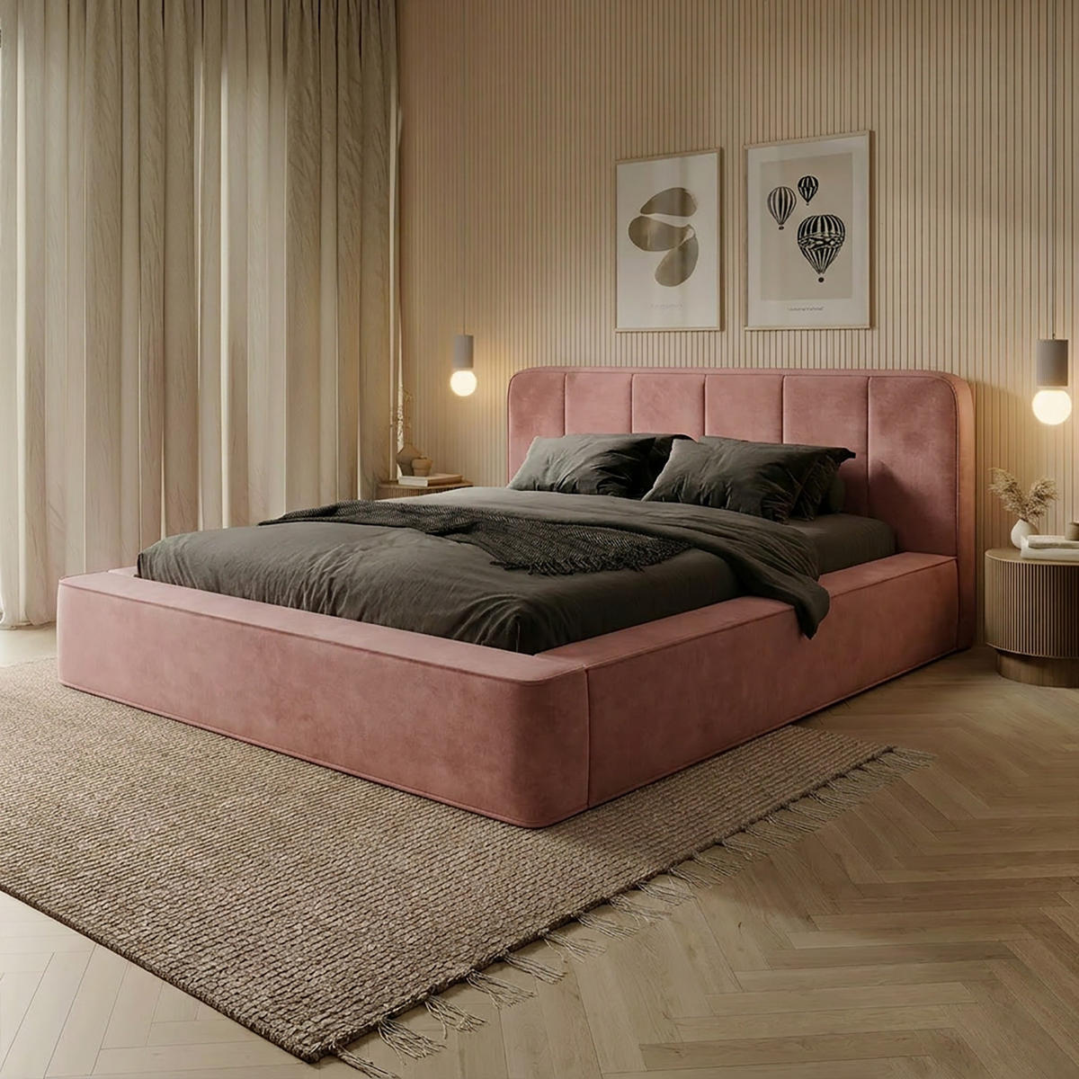 POLSTERBETT BEJO 160x200 cm, Hellrosa - Pink, Textil (200/160cm) - Fedve
