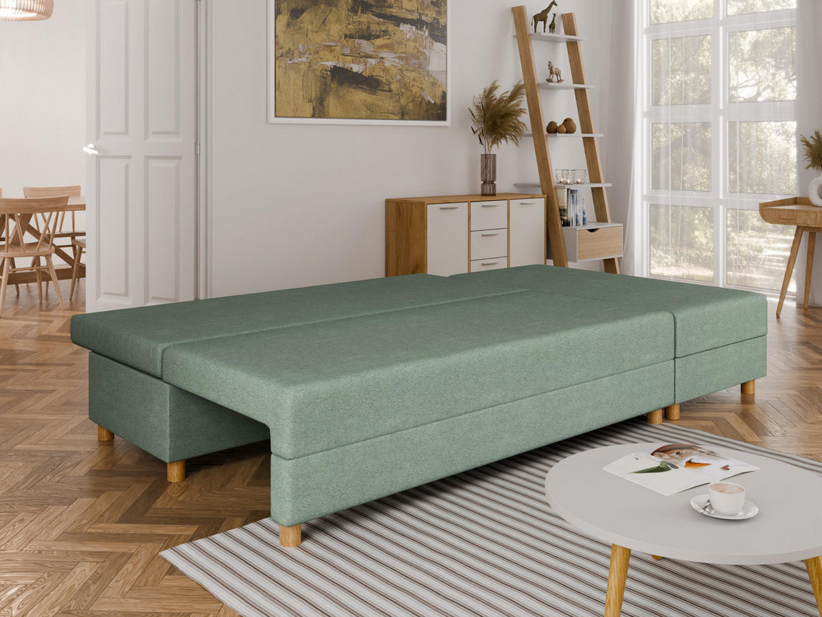 ECKSOFA Lellice L-Form - links oder rechts montierbar, grün - Grün, Holz (214/122cm) - Panda Möbel