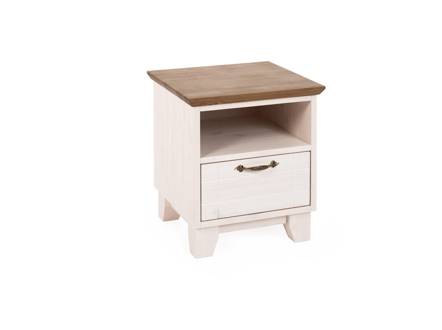 NACHTTISCH VALENCIA 42cm - Dunkelbraun/Weiß, Holz (42/50/42cm) - MSL wooden furniture