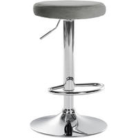 BARHOCKER Pontius Samt chrom grau - Chromfarben/Grau, Textil/Metall (38.5/81/38.5cm) - TPFLiving