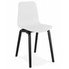 DESIGNERSTUHL Kunststoffsitz Holzgestell, Weiß-Schwarz 44,5x52,5x81 cm - Schwarz/Weiß, Holz/Kunststoff (45/81/53cm) - KADIMA DESIGN