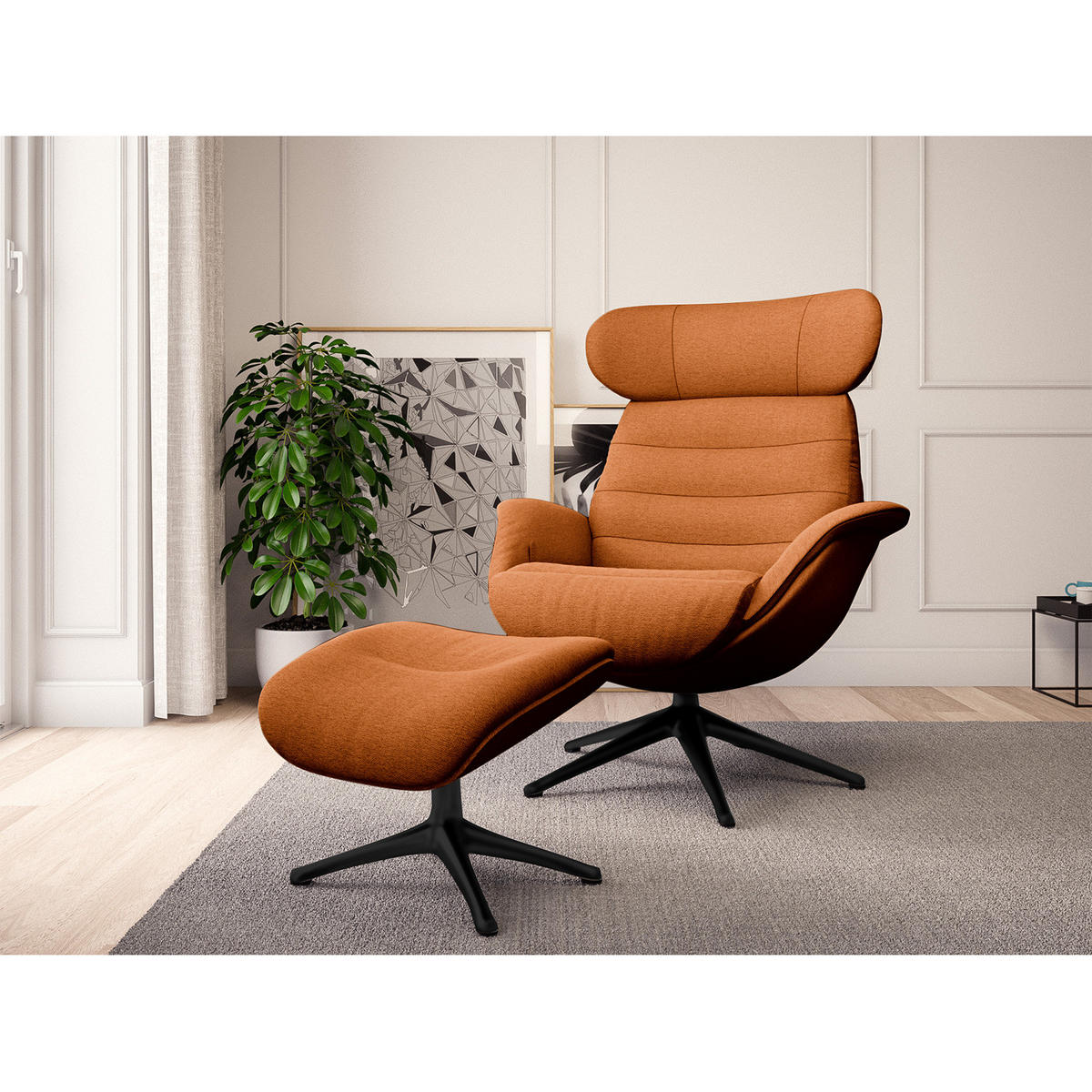 RELAXSESSEL - Rostfarben, Textil/Metall (90/107/90cm) - home24