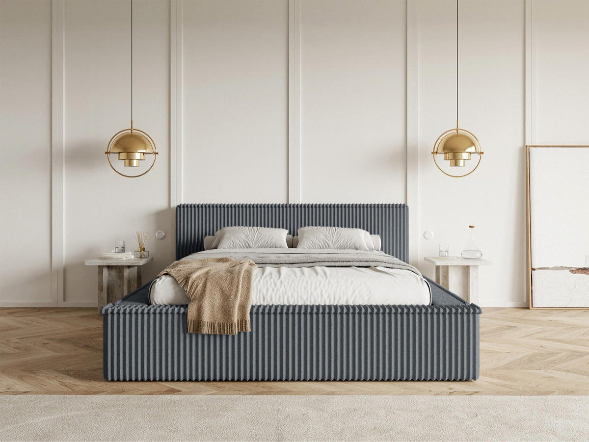 POLSTERBETT AFFOLIO Grau 180x200 cm - Schwarz/Grau, Holz/Textil (180/200cm) - Selsey