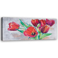 WANDBILD blumenstrauß aus roten tulpen - Rot, Textil (90/30cm) - Feeby
