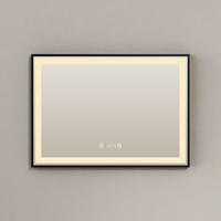 BADSPIEGEL mit Beleuchtung Schwarzer Rahmen 70/50 cm - Weiß, Glas (50/4/70cm) - EMKE