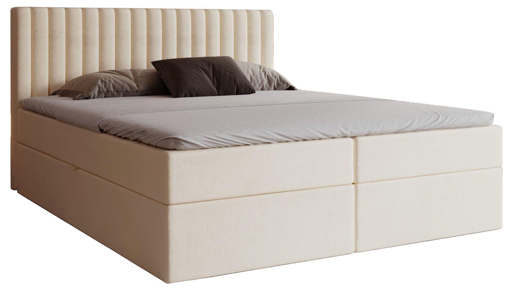 BOXSPRINGBETT 140x200 Daliro, Samt, Bettkasten, Matratze H3, Vanille - Ecru, Holz/Textil (140/200cm) - Emporius