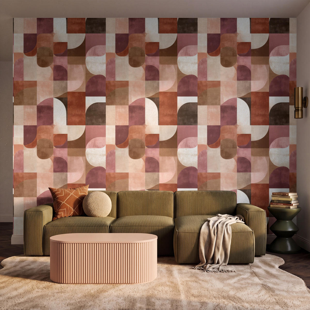 TAPETE - Geometrie - Modern - Retro - 350x280 cm - Multicolor, Papier (350/280cm) - OnlyWow