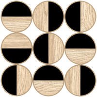 WANDDEKO DE-14333 geometrisch 9 Scheiben Natur/Schwarz - Naturfarben, Holzwerkstoff (60/60/3.8cm) - ComfortXL