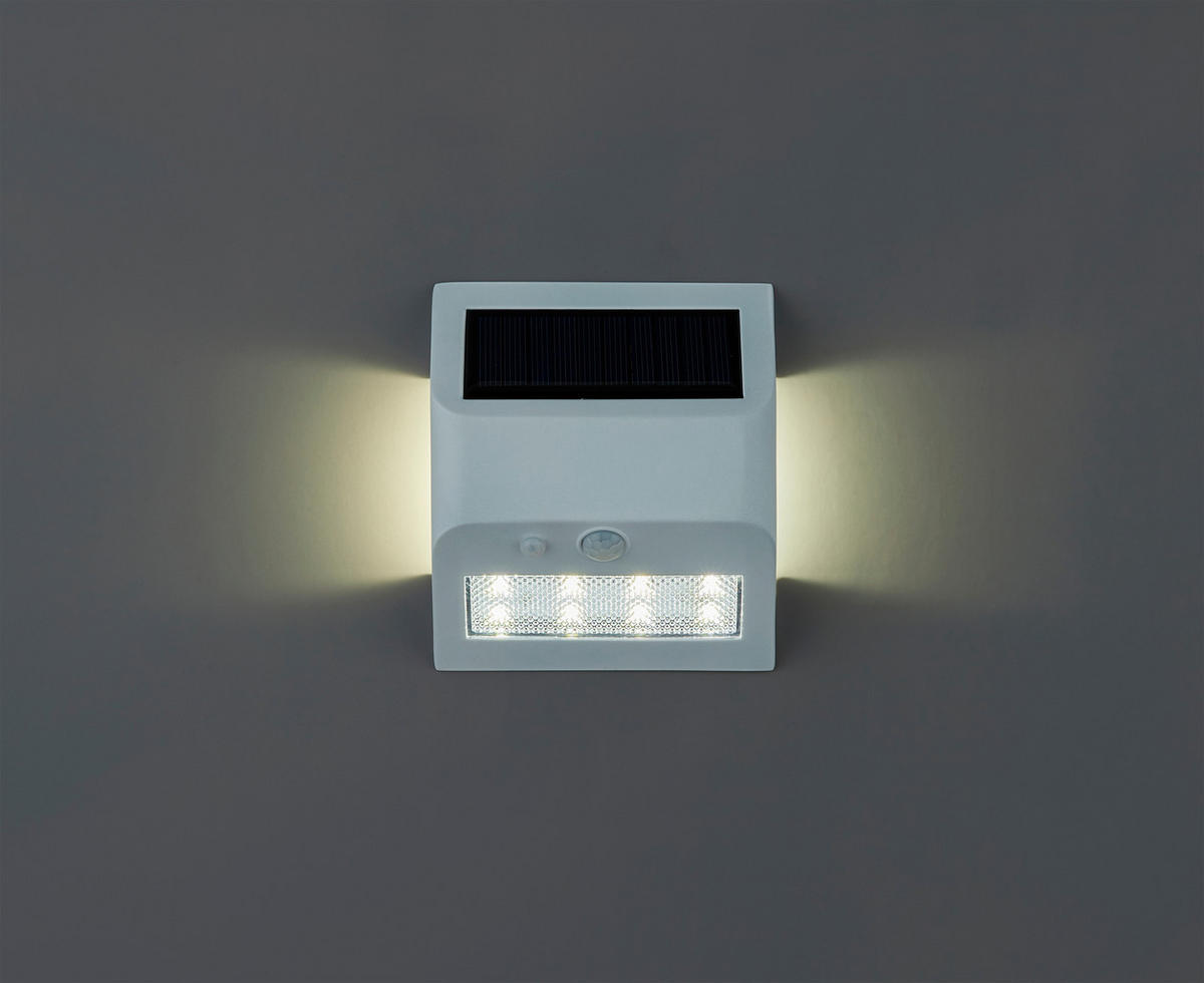 LED-SOLAR-WANDLEUCHTE mit Bewegungsmelder & Dämmerungssensor – ideal für Eingangsbereiche, Treppen & Terrassen weiß kaltweiß - Weiß, Kunststoff (5.3/11.5/10cm) - Northpoint