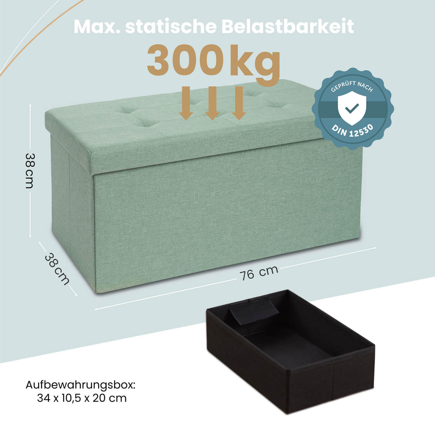 SITZBANK 76/38/38 cm + extra Box, Türkis - Türkis, Kunststoff (38/38/76cm) - Blumtal