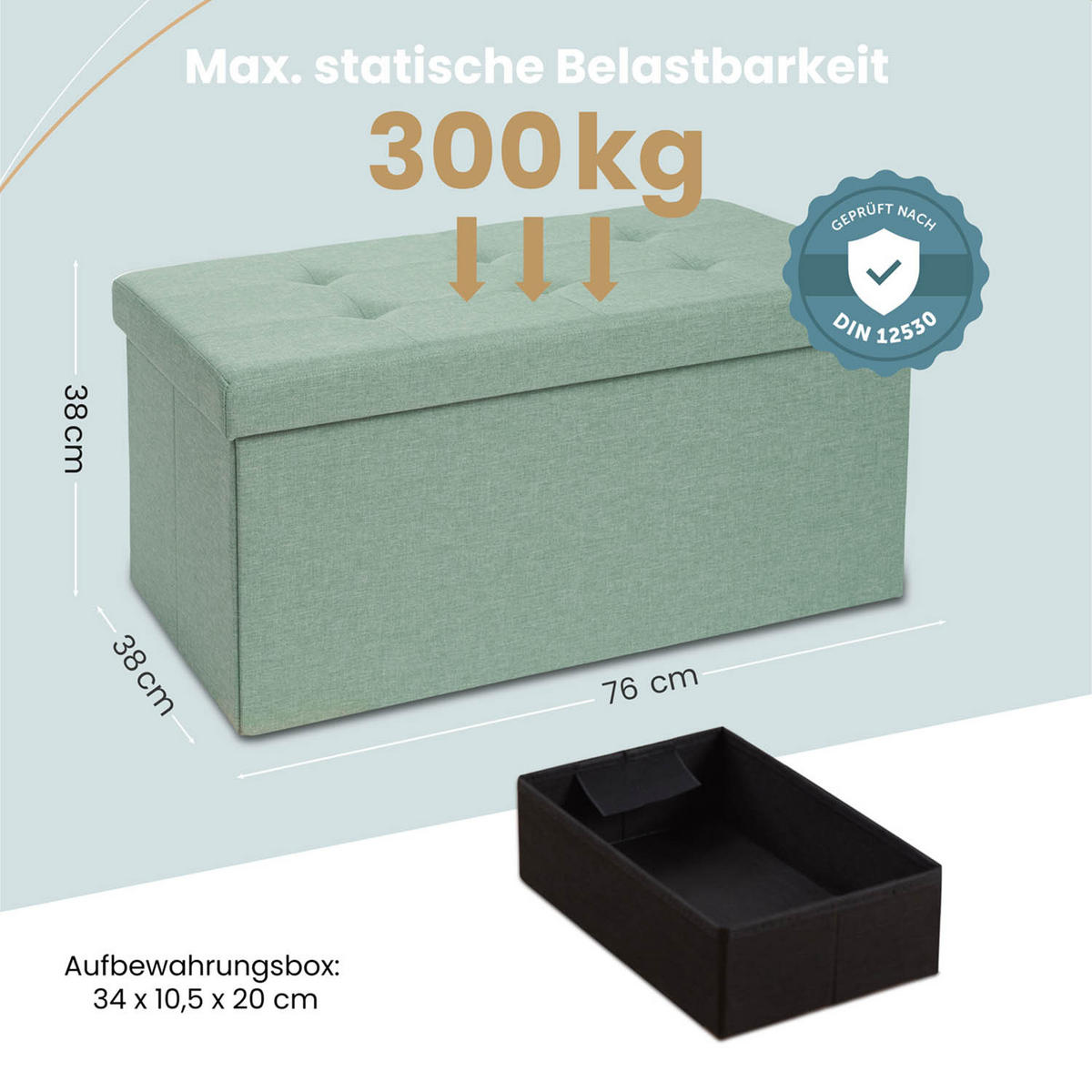 SITZBANK 76/38/38 cm + extra Box, Türkis - Türkis, Kunststoff (38/38/76cm) - Blumtal