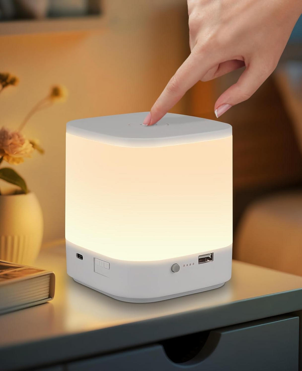 TISCHLEUCHTE Hellbert 9.8/11.5/9.8 cm - Weiß, Metall (9.8/9.8/11.5cm) - ZMH