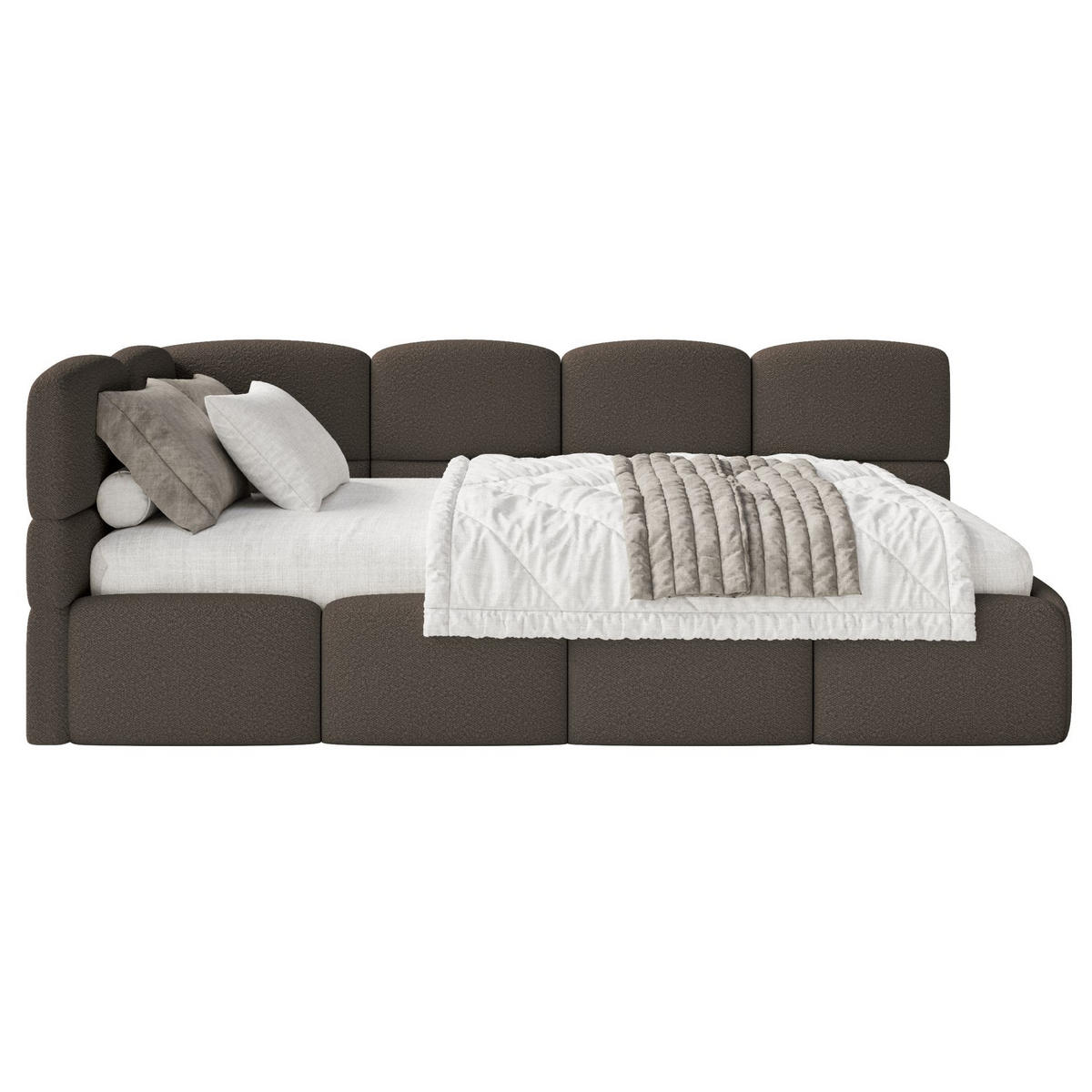 JUGENDBETT Cloudy links Bouclé Braun - Braun, Kunststoff/Textil (90/200cm) - Selsey