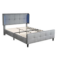 POLSTERBETT 140/200 cm mit 16-Farben-LED, verstellbarem Kopfteil und Steppung, Grau - Grau, Textil (140/200cm) - Redom