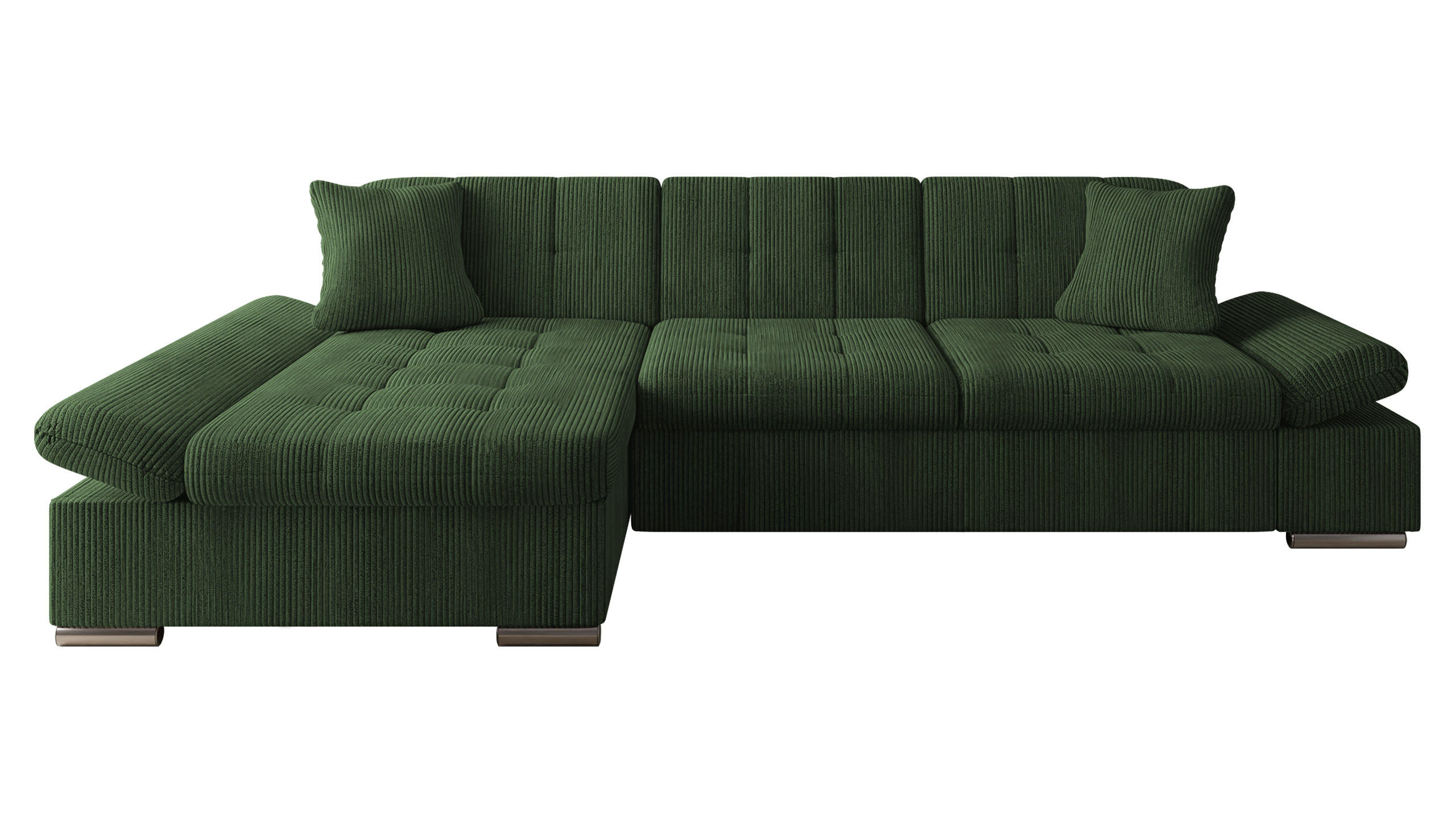 ECKSOFA Malwi Cord, Seite: Links - Dunkelgrün, Holz/Textil (278/161cm) - MIRJAN24