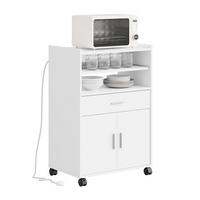 MIKROWELLENSCHRANK mit 4-in-1-Ladestation 61,5×40×92 cm - Ahornfarben, Fell (61/92/40cm) - SoBuy
