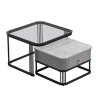 COUCHTISCHSET Schwarz 60/60/45 cm - Schwarz, Holzwerkstoff/Metall (60/60/45cm) - Urban Meuble