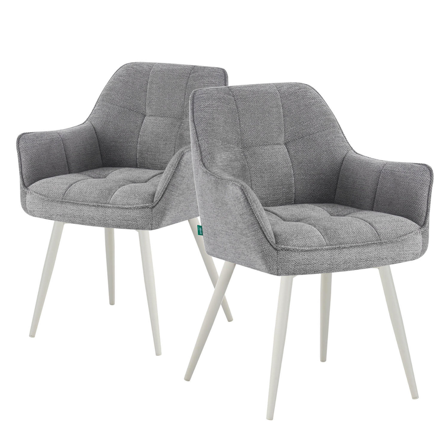 ESSZIMMERSTUHL THOMAS-JILL 2er-Set 4-Fuss-Gestell - Weiß/Grau, Textil (61/82/62cm) - DUBI Möbel