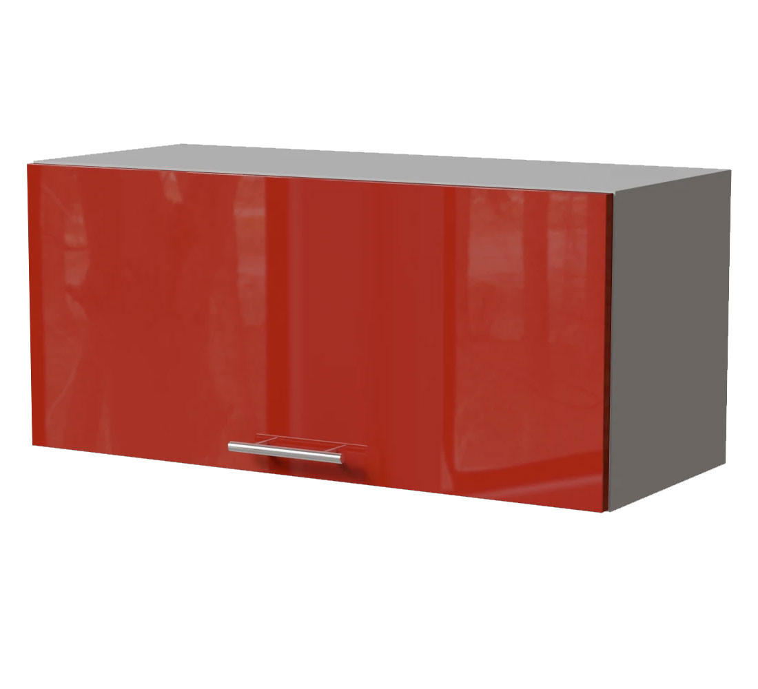 KLAPPHÄNGESCHRANK Brerra W4B/80 Grau / RAL 3002 karminrot Hochglanz 80 / 32,5 / 36cm mit Blum Aventos Klappenbeschlag - Rot/Grau, Holz/Holzwerkstoff (80/36/32.5cm) - Feldmann-Wohnen