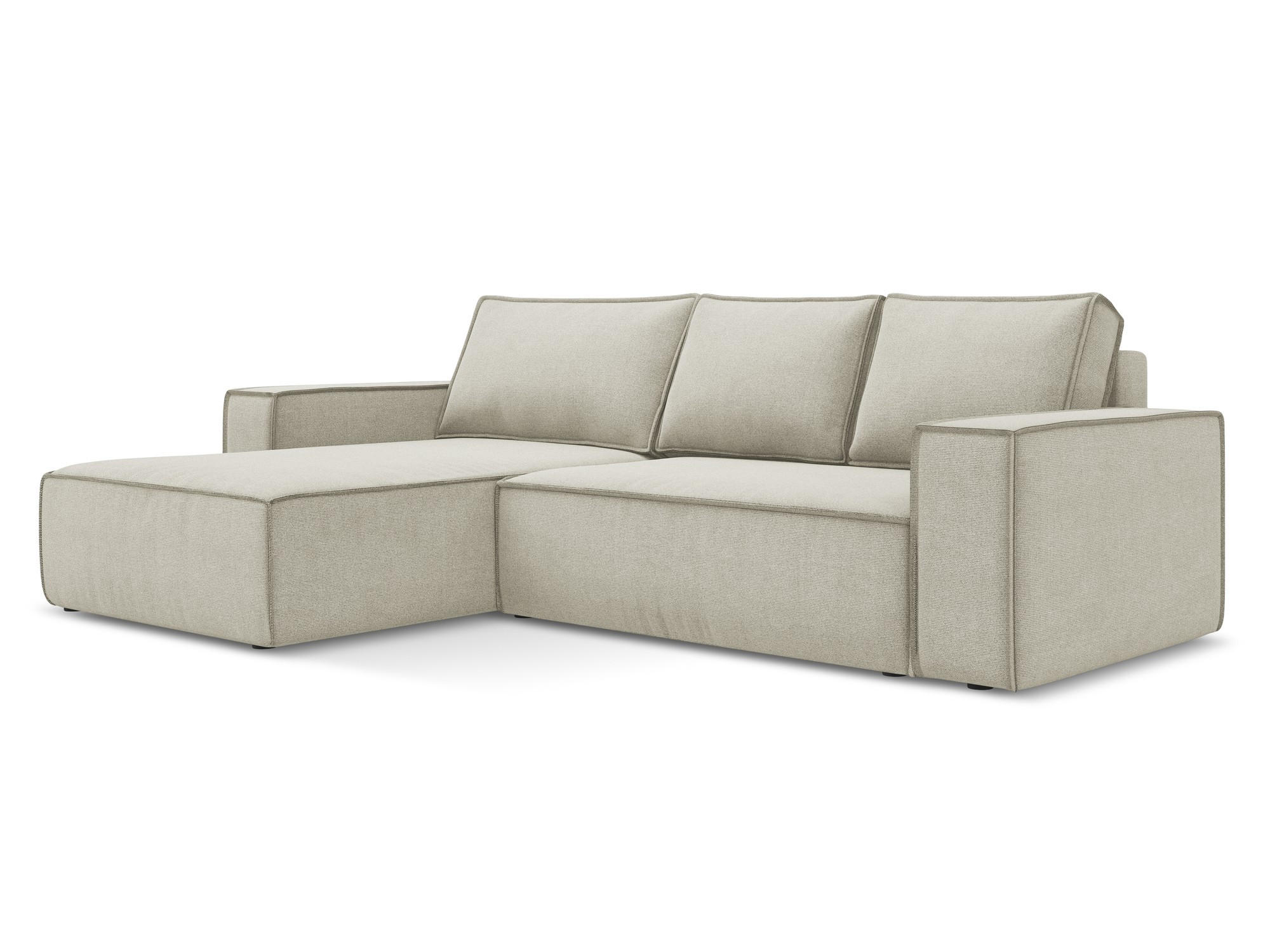 ECKSOFA mit Schlaffunktion Strukturstoff Stoff Beige - Beige/Creme, Kunststoff/Textil (185/290cm) - Makamii