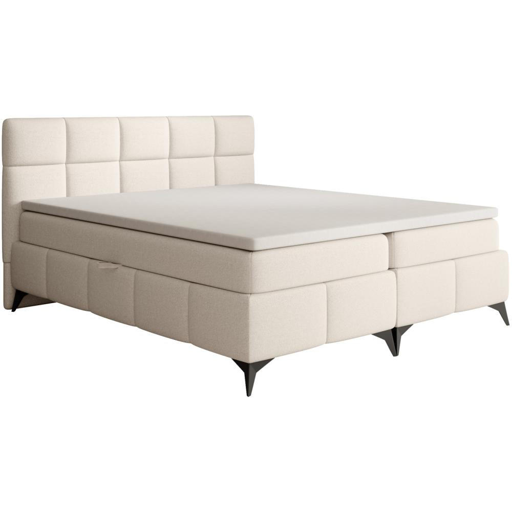 BOXBETT Solido mit Bettkasten 180x200 cm hellbeige - Beige/Schwarz, Textil/Metall (180/200cm) - Beautysofa