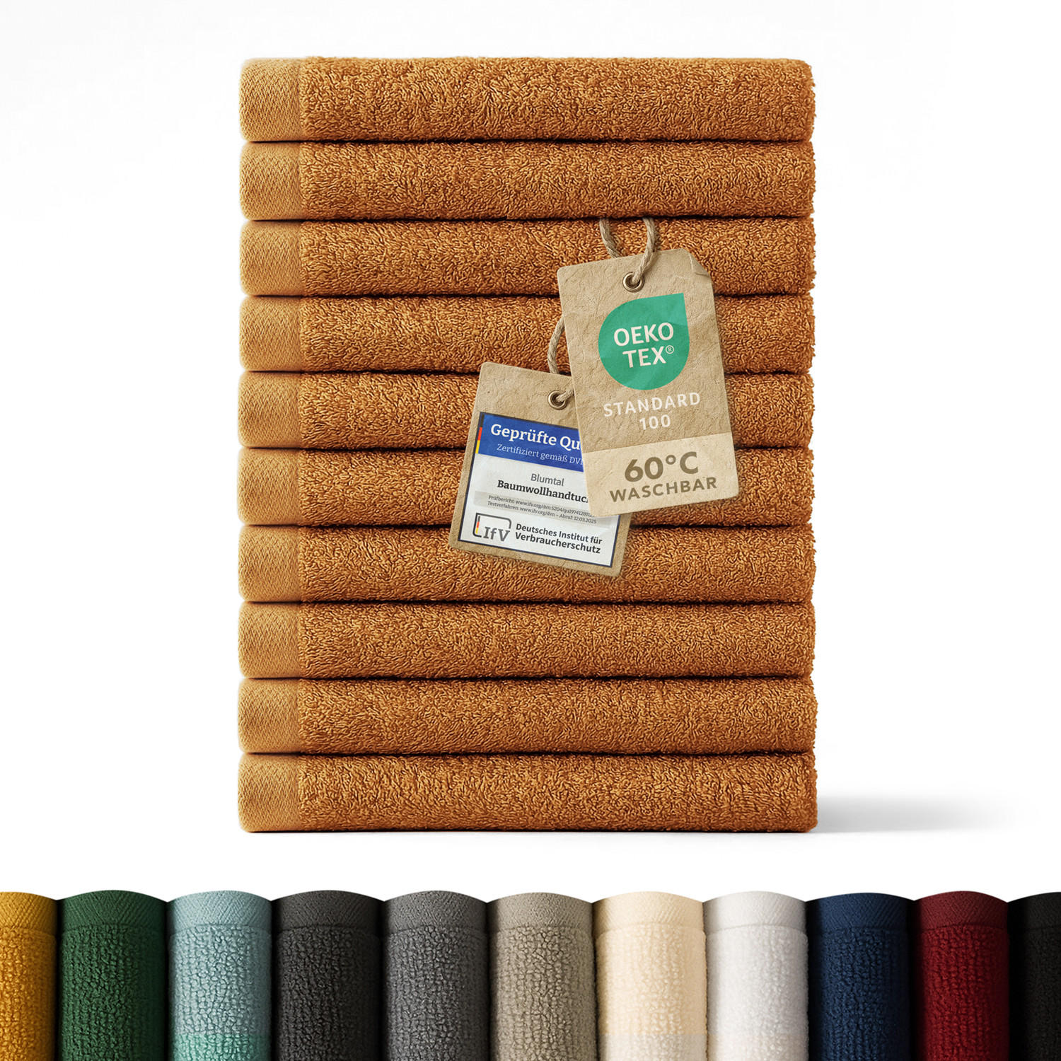 RUČNÍK PRO HOSTY sada 10 ks, 10x ručník pro hosty 30/30 cm, hnědá - hnědá, textil (30/30cm) - Blumtal