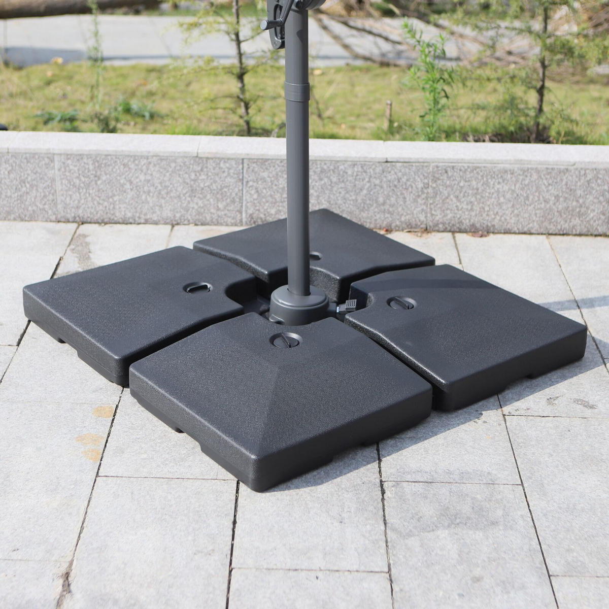 SCHIRMPLATTEN Schwarz 4er-Set 51/51/12 cm - Schwarz, Kunststoff (51/51cm) - PANGIVO