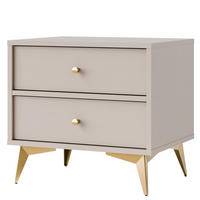 NACHTTISCH FLOREN, Creme/Gold - Creme, Holzwerkstoff/Metall (51.8/48.5/40.8cm) - KONSIMO®