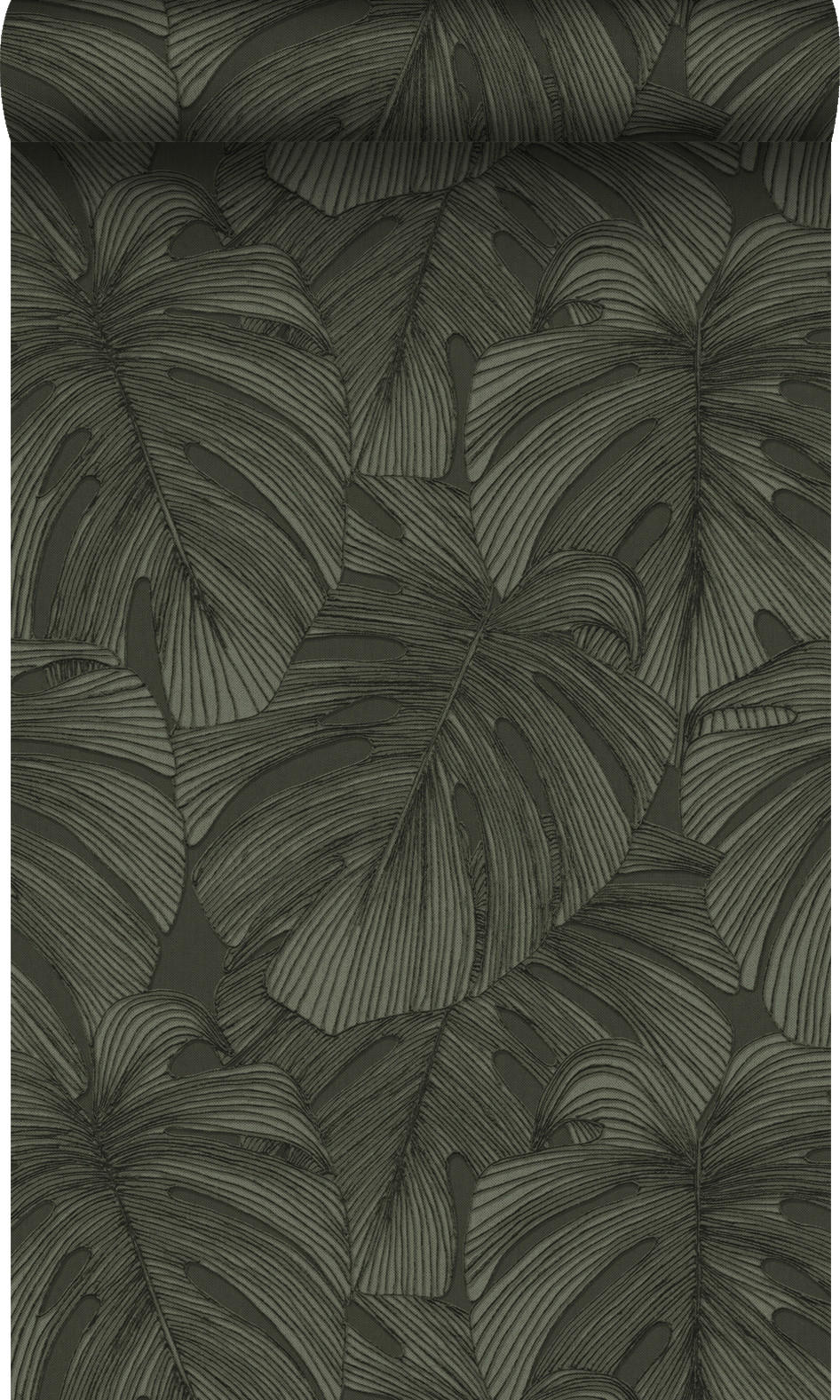 TAPETE 3D Muster Blätter 50 x 900 cm - Schwarz, Papier (50/900cm) - Origin Wallcoverings
