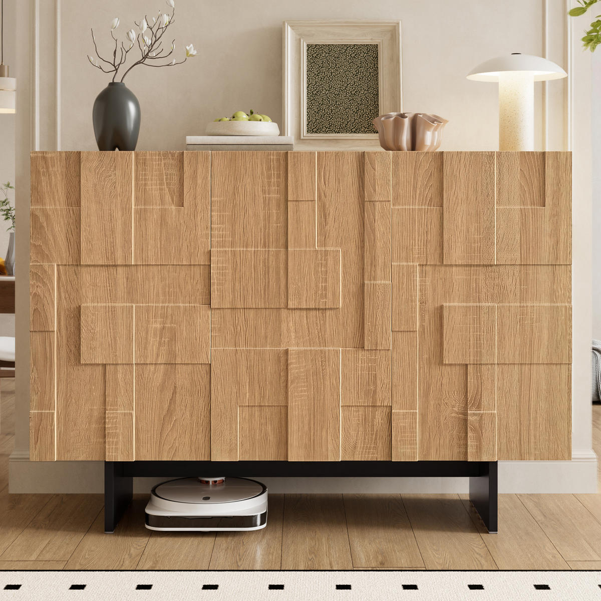 SIDEBOARD Naturholzoptik Schwarz 105/33,5/76 cm - Naturfarben, Naturmaterialien (105/76/33.5cm) - PANGIVO