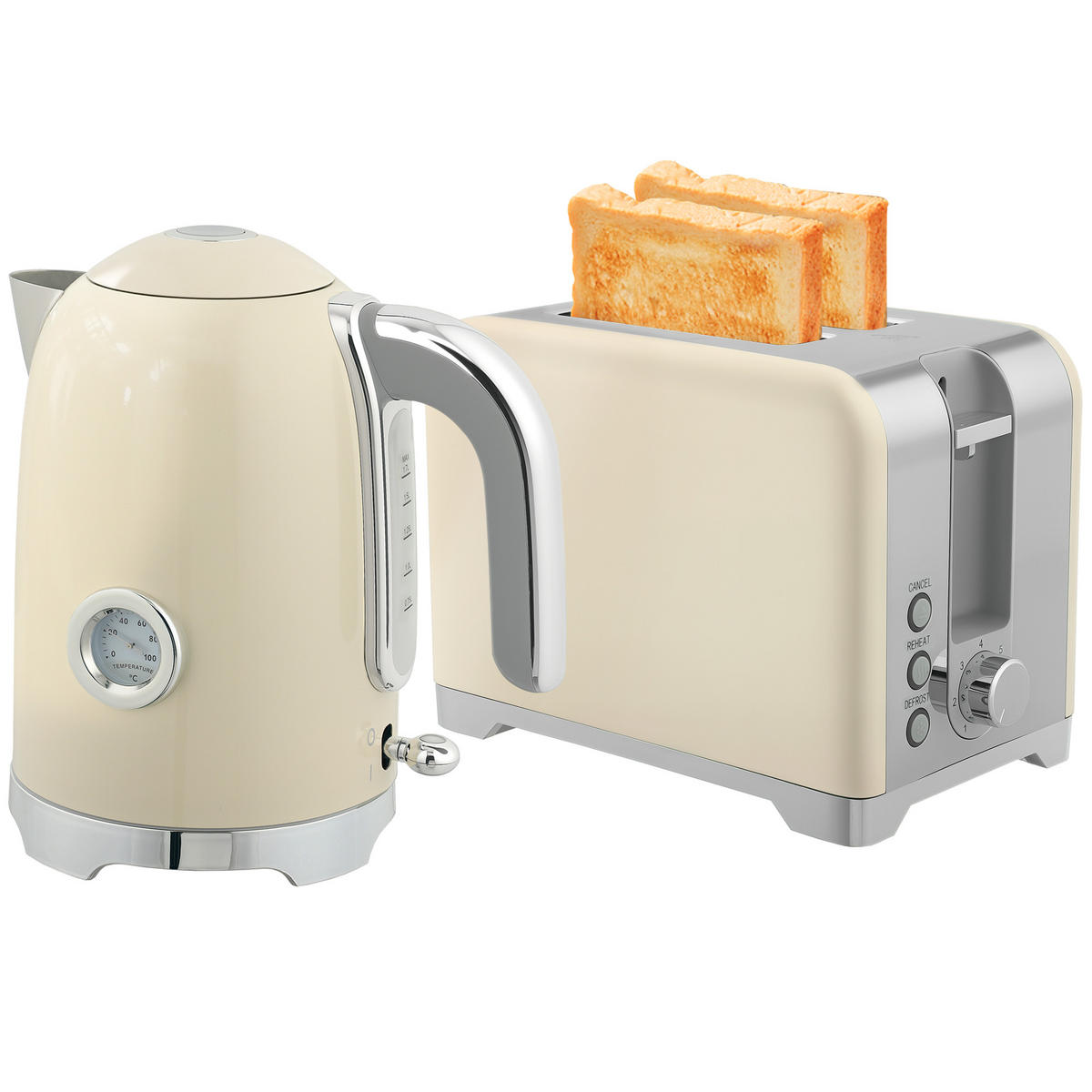 TOASTER mit Wasserkocher DE-07885 Creme - Creme, Kunststoff (16/24.4/23.5cm) - ComfortXL