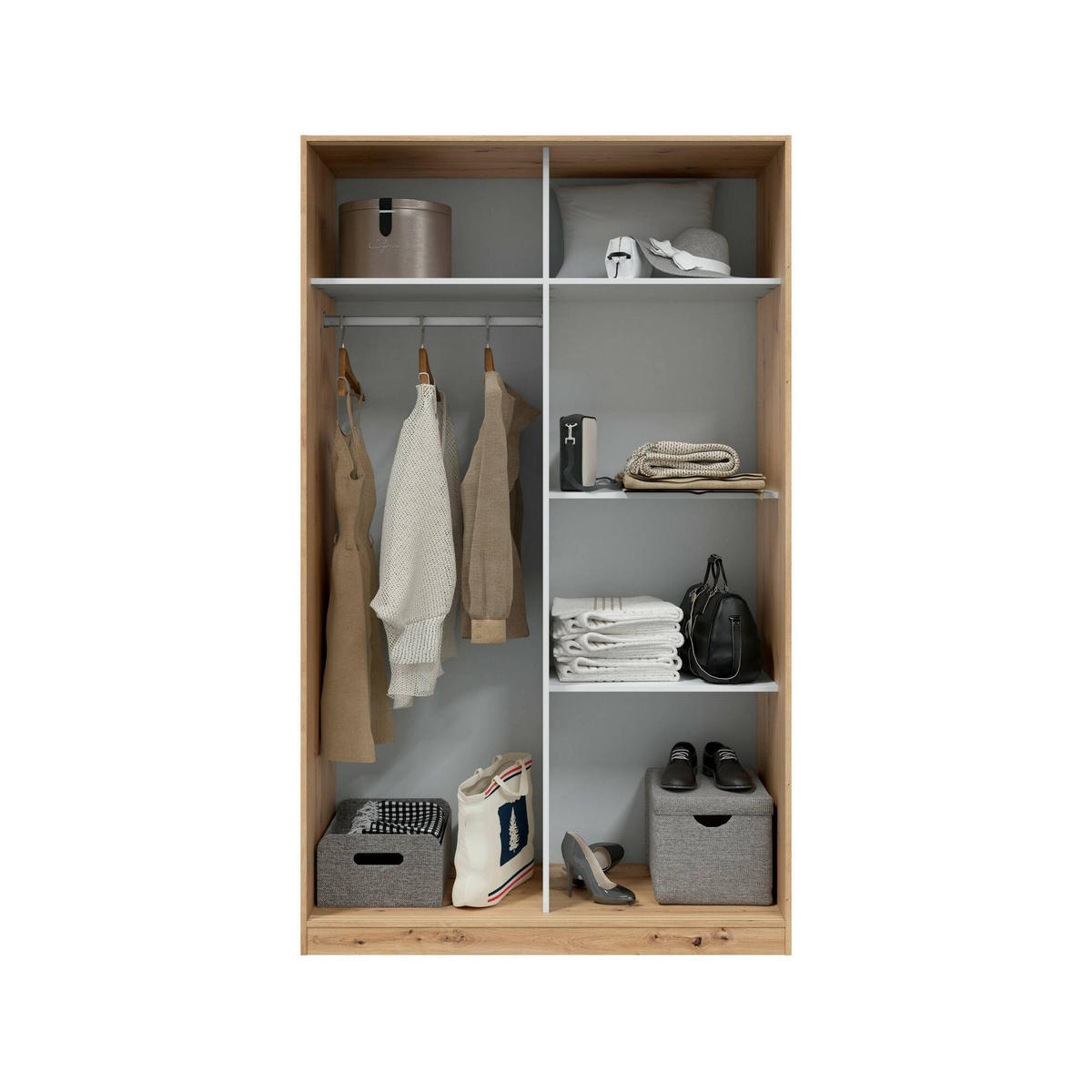 KLEIDERSCHRANK 2 TÜREN Knoteneiche 50/120/200 cm - Braun, Holzwerkstoff (120/200/50cm) - DMORA