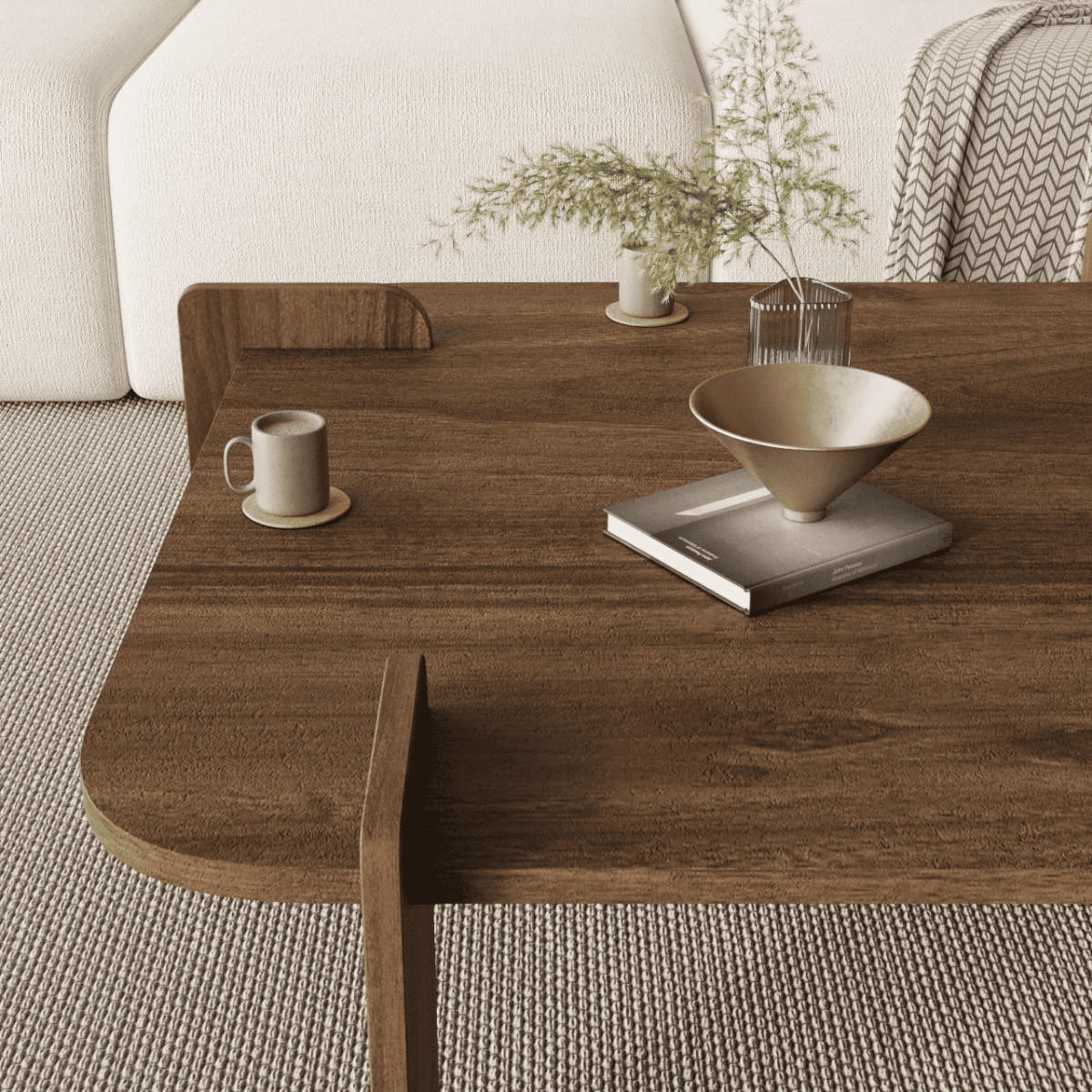 COUCHTISCH mit quadratischer platte 90/90/35 cm - Naturfarben, Holzwerkstoff (90/90/35cm) - Calicosy