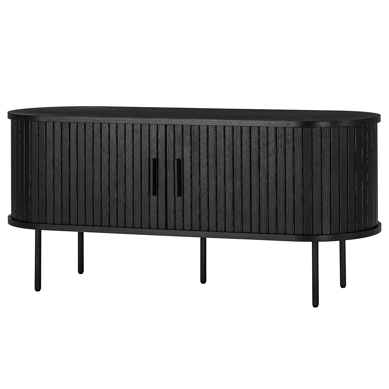 TV-LOWBOARD - MDF / Metall - Eiche - Eichefarben/Schwarz, Holzwerkstoff/Metall (120/55/40cm) - home24