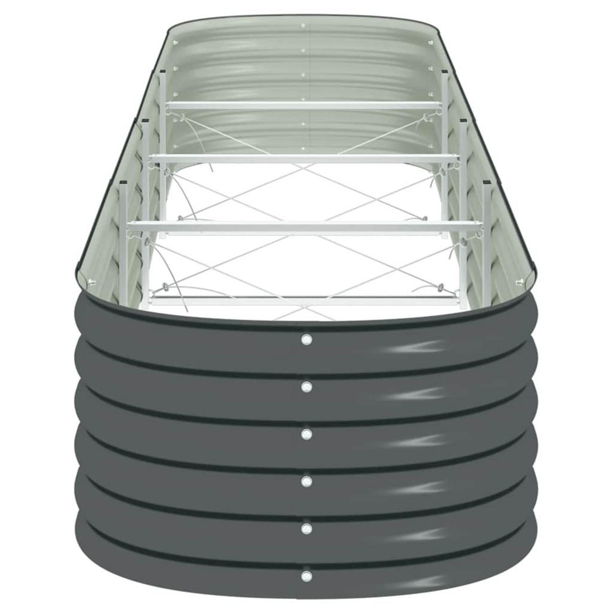 RUNDES Hochbeet für Garten BLUMO | Verzinkter Stahl | 400x80x44cm, Grau - Grau, Metall (400/44/80cm) - DELUKE