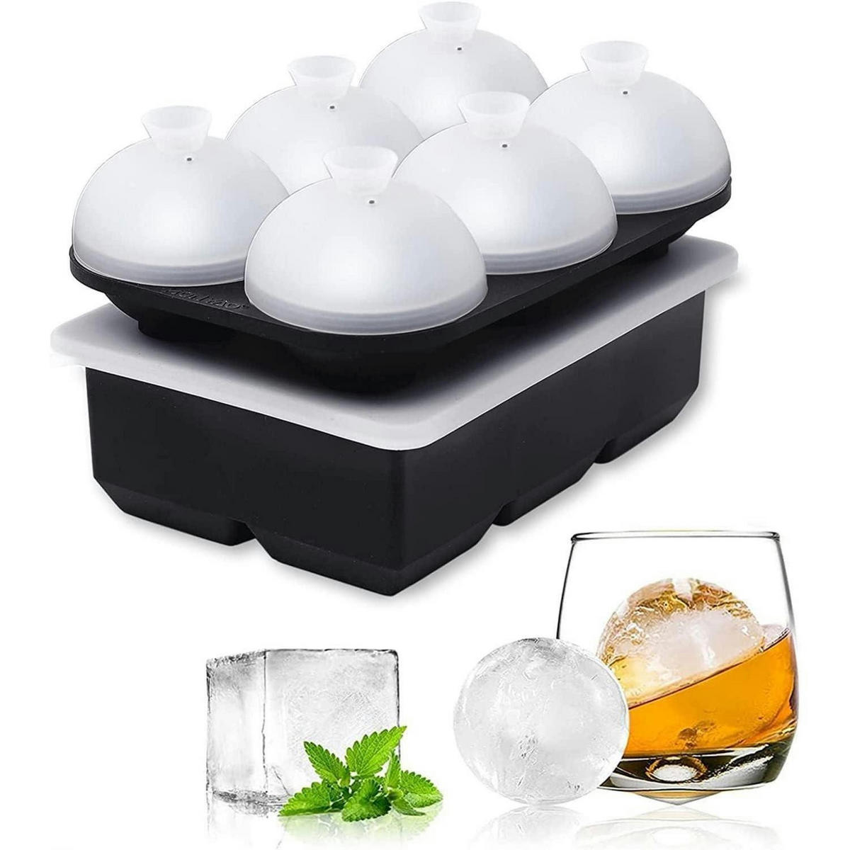 EISWÜRFELFORM Set mit Deckel 6x Kugel 5cm + 6x Würfel 5cm - Multicolor, Kunststoff (12/6/17.5cm)
