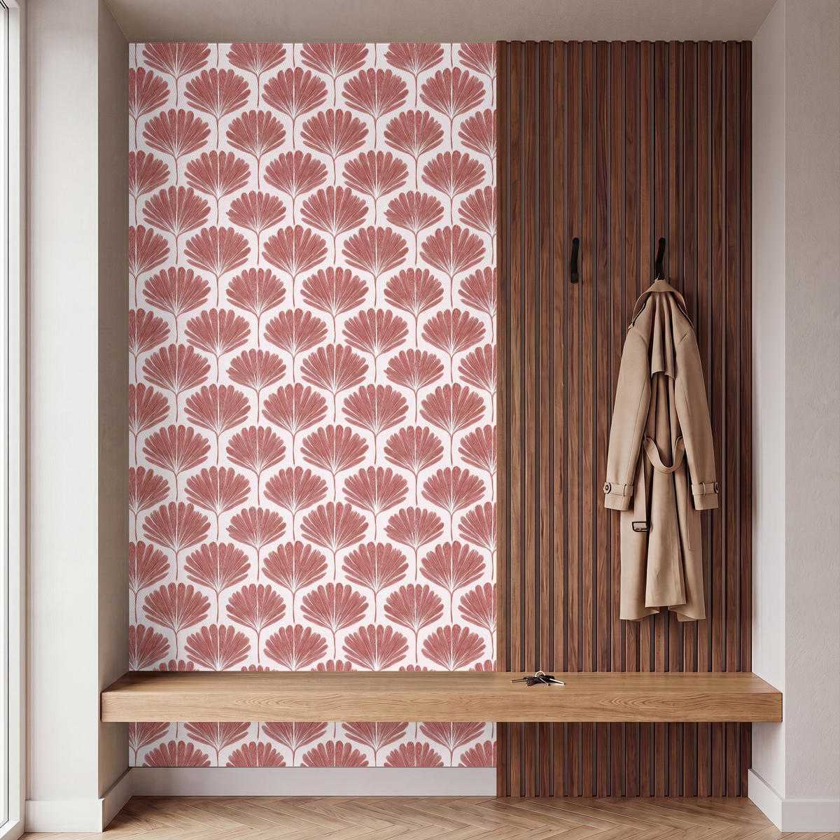 TAPETE - Fächer - Motiv - Terra - 140x280 cm - Rotbraun, Papier (140/280cm) - OnlyWow