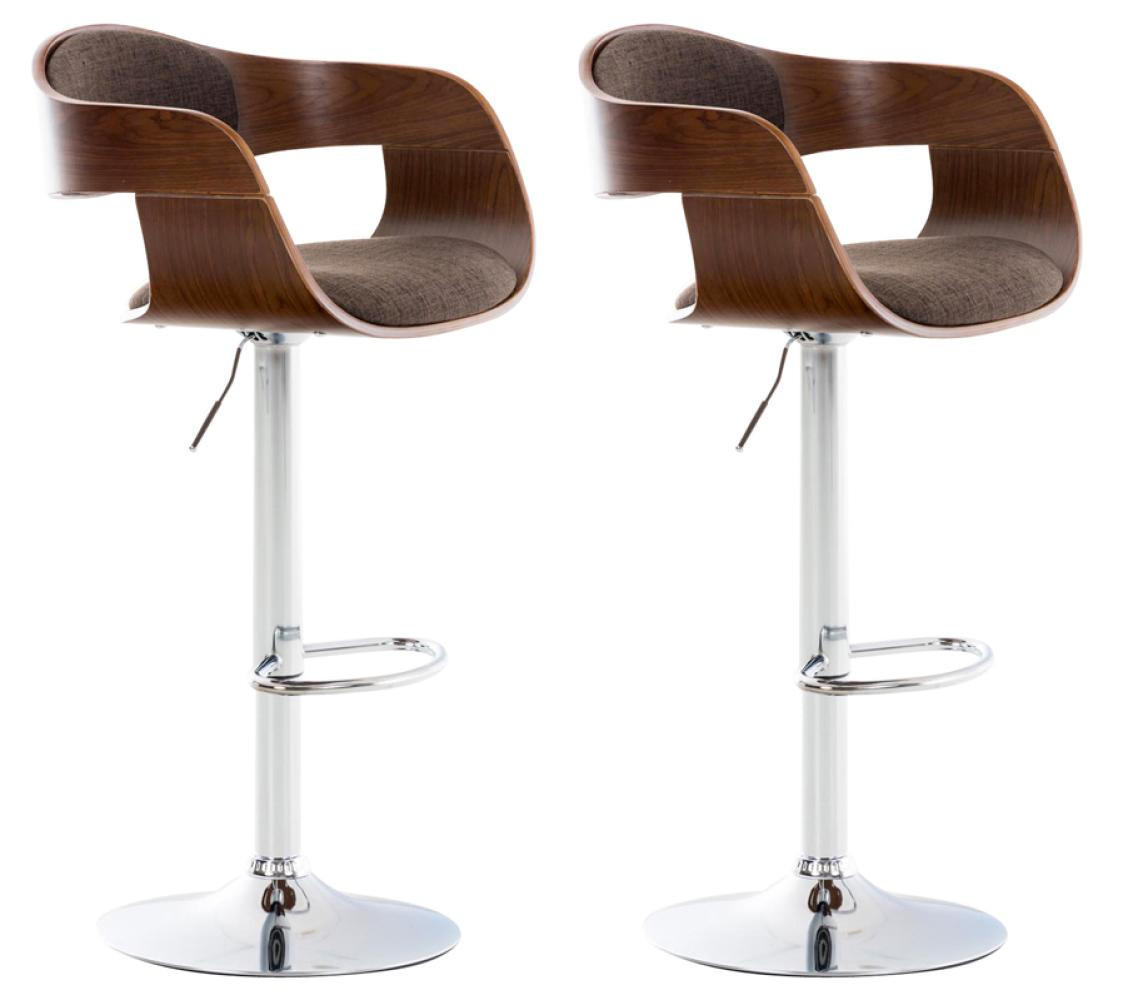 BARHOCKER 2er Set Stoff walnuss/braun - Chromfarben/Walnussfarben, Textil/Metall (50/88/48cm) - CLP