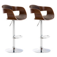 BARHOCKER 2er Set Stoff walnuss/braun - Chromfarben/Walnussfarben, Textil/Metall (50/88/48cm) - CLP