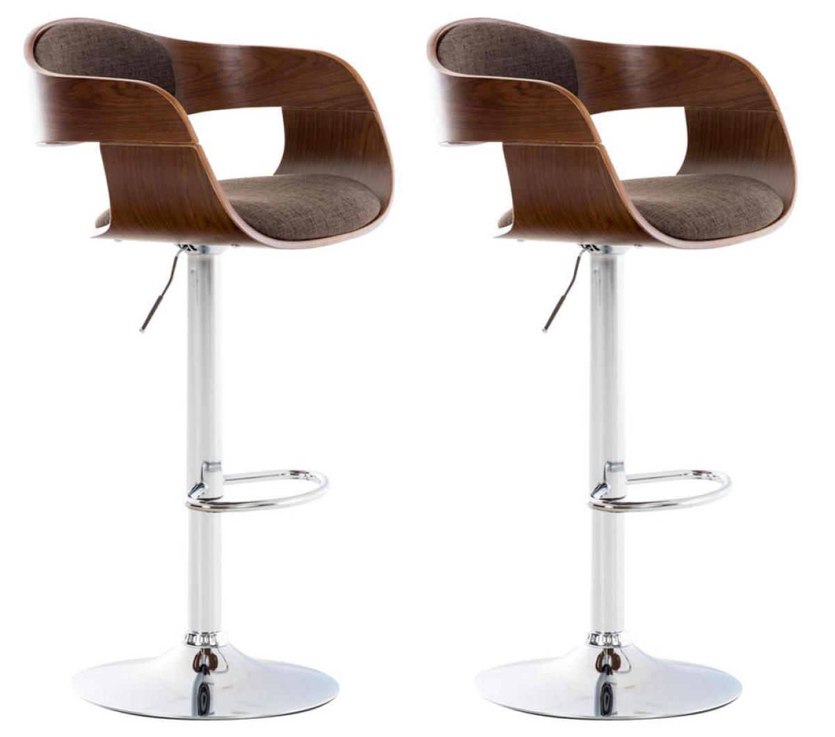 BARHOCKER 2er Set Stoff walnuss/braun - Chromfarben/Walnussfarben, Textil/Metall (50/88/48cm) - CLP
