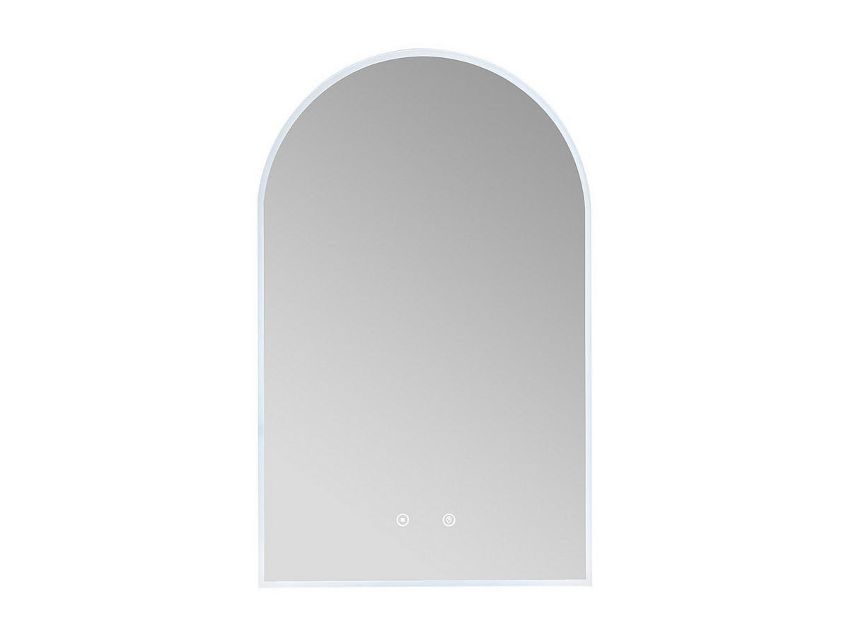 BOGENFÖRMIGER Badezimmerspiegel - beschlagfrei - mit LED-Beleuchtung - 50 x 80 cm - ARCADI - Transparent, Glas (50/80/3.5cm) - Vente-Unique