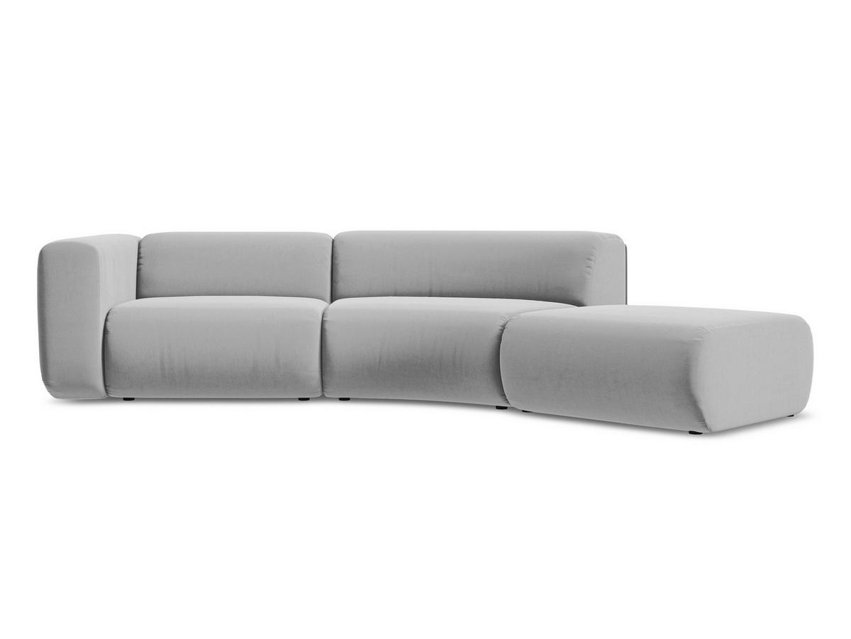 4-SITZER-SOFA Samt Stoff Grau - Schwarz/Grau, Kunststoff/Textil (335/70/166cm) - Makamii
