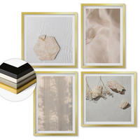 WANDBILDER 4er Set - 50x50 cm & 40x60 cm Goldrahmen - Dezente Boho-Naturtexturen - Goldfarben, Kunststoff (50/50cm) - ArtPrintCave