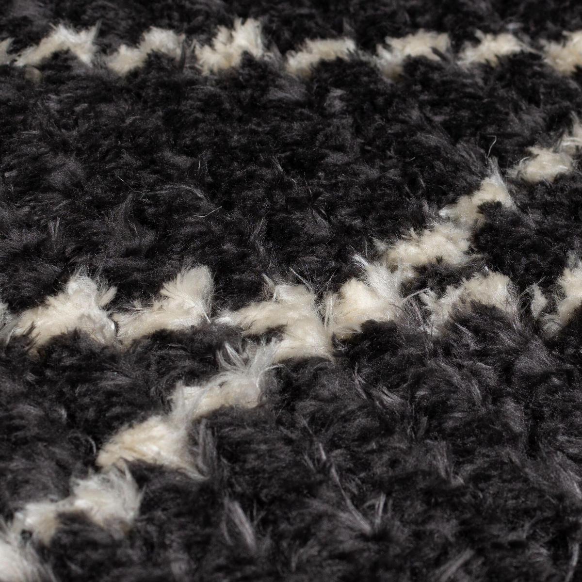 TEPPICH geometrisch mit Fransen SWALE JUNE, Schwarz-Weiß 120x170 cm - Schwarz, Textil (120/170cm) - KADIMA DESIGN