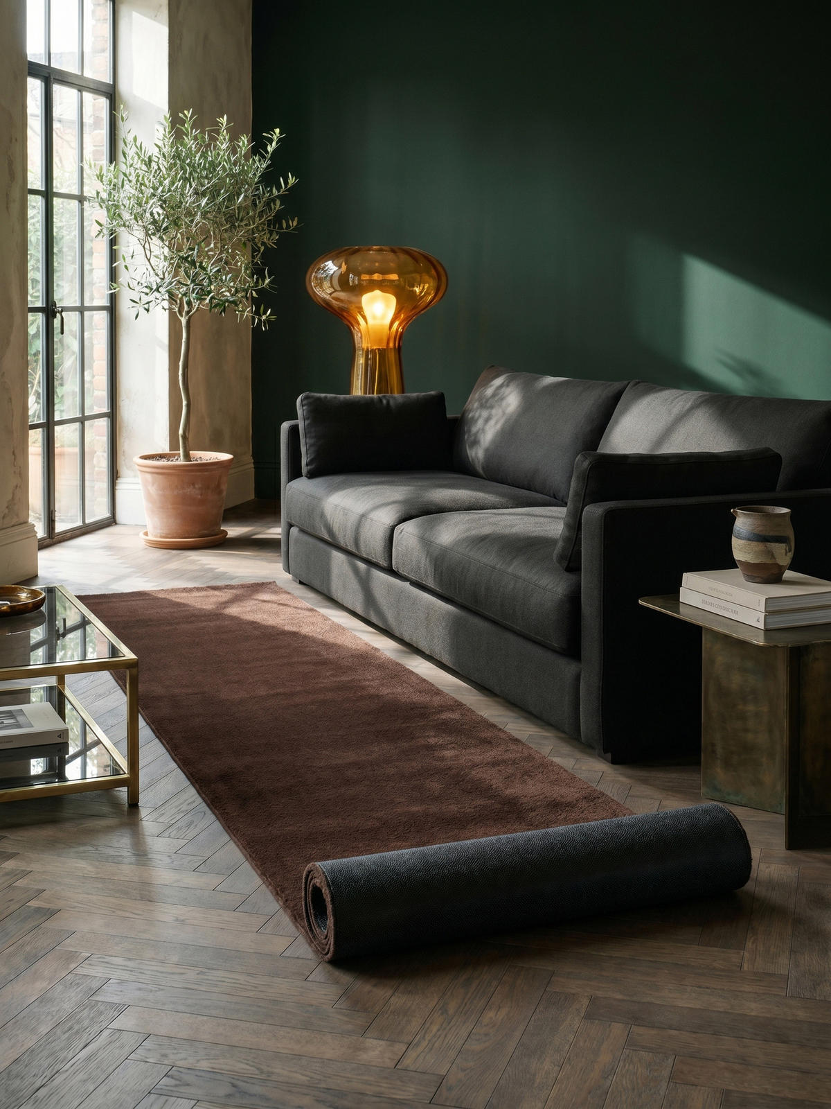 TEPPICHLÄUFER Antirutsch Uni RUTOR Polyester Braun 80 x 150 cm - Braun, Textil (80/150cm) - KADIMA DESIGN